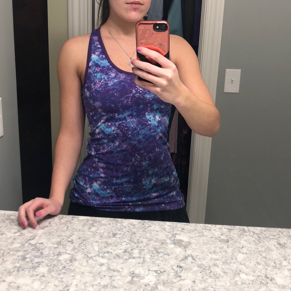Like new purple Gaiam work out top with open back